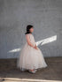Girls Multi Color A-Line Flowered Waist Tulle Flower Girl Dress 2-16